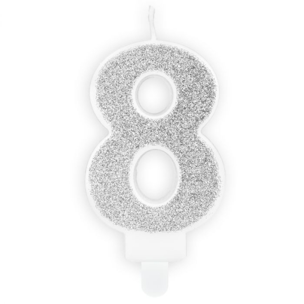 Number Candle - 8 - Silver